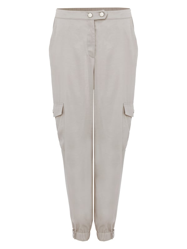 This style is responsibly sourced. This style has been made from certified renewable wood sources. The ultimate in smart casual style these tapered cargo joggers are all we're wearing whilst lounging at home. Inspired by this season's more relaxed silhouettes this style is finished with patch pockets and concealed zip and button fastening.
