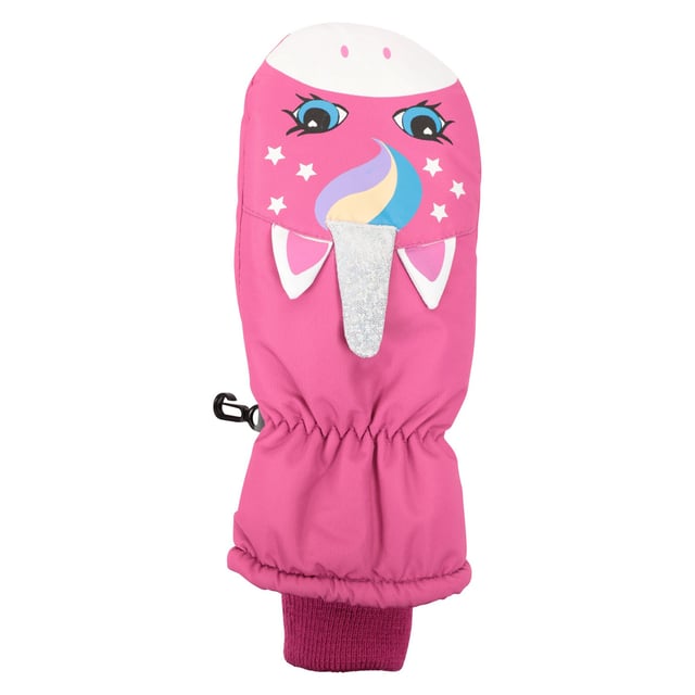 Attachment Clip, Elasticated Wrist, Gripped, Textured Fingers, Textured Palm. Fabric Technology: DWR Finish, Showerproof, Snowproof, Water Resistant. Cuff: Ribbed. Design: Printed, Unicorn.