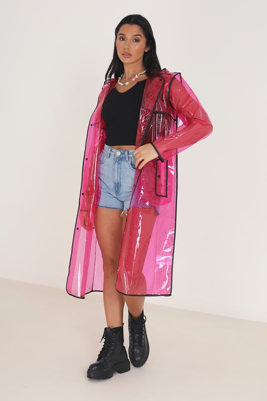 Introducing the Brave Soul raincoat, the perfect addition to your outerwear collection. With bound seams, popper fastening, and functional pockets, this raincoat is both practical and stylish for the festival season ahead. The contrasting design and longline length complete the look, while the 100% EVA material ensures durability. Wipe clean for easy care. Stay stylish and dry in the rainy weather. Model wears S/M.