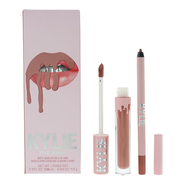 Kylie By Kylie Jenner Matte Lip Kit contains a lip liner and a matte liquid lipstick. The lip liner is ultra creamy, waterproof and lasts up to 24 hours.  For best results line and fill in using the liner and then use one coat of the matte liquid lipstick. The lipstick has a non sticky finish and is long lasting up to 8 hours of wear.