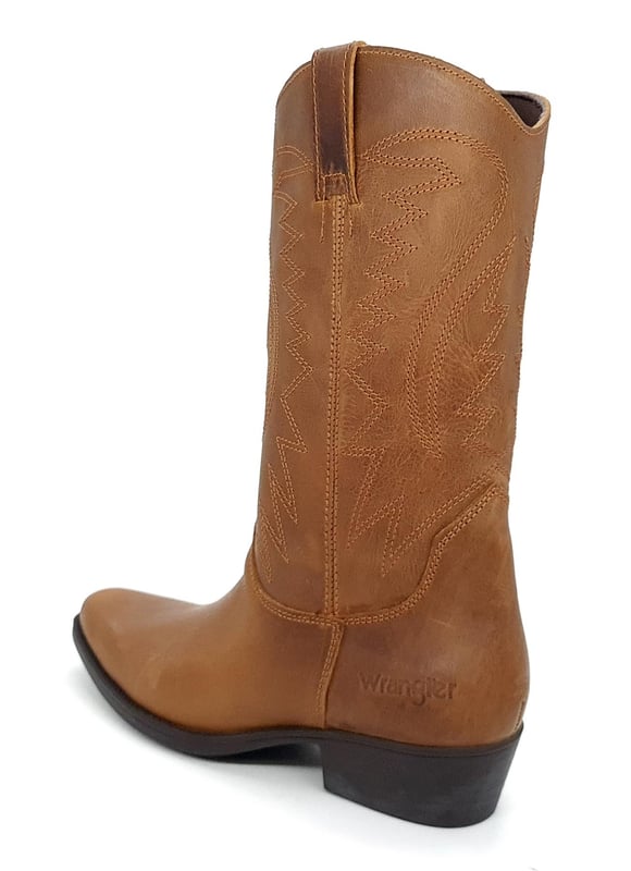 Wrangler Tex Hi Mens Leather Brown Mens Biker Chelsea Cowboy Boots