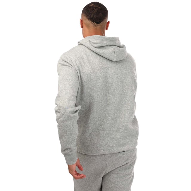 Mens Original Penguin Core Logo Hoody in grey.- Hood with drawcord.- Kangaroo pocket.- Ribbed cuffs and hem.- Sticker Pete logo.- Soft fleece fabrication.- 85% Cotton  15% Polyester.- Ref: OPKB0711080
