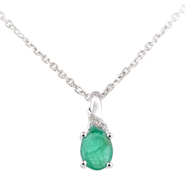 9K (375) White Gold: 1.1gr; # Diamond: 0.01ct; # Emerald: 0.36ct