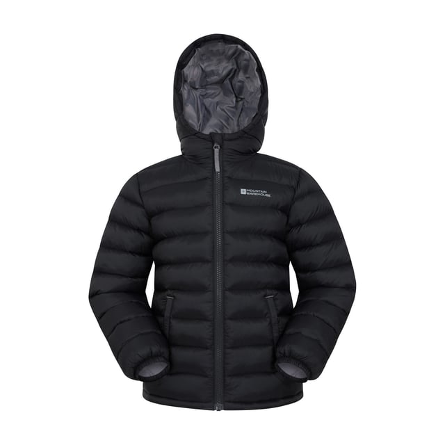 Outer Materials: 100% Polyamide. Lining Material: 100% Polyester. Filling Material: 100% Polyester. Filling: Microfibre. Design: Logo, Quilted. Fabric Technology: DWR Finish, Water Resistant. Cuff: Elasticated. Neckline: Hooded. Sleeve-Type: Long-Sleeved. Hood Features: Grown On Hood. Pockets: 2 Side Pockets. Fastening: Full Zip.