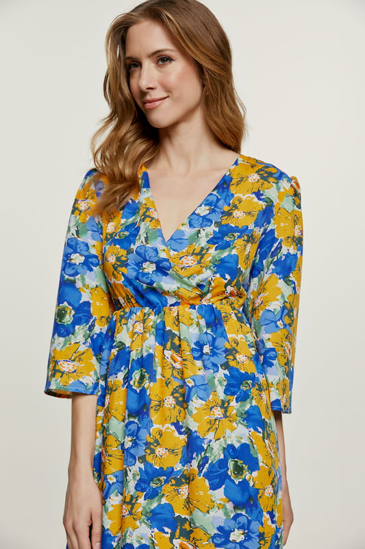 Kvinnors Midi Klänning Tryckdesign Bomull Polyester