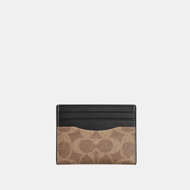 Slim ID Card Case in Signature, Three credit card slots
 ID window,  Length: 10.00 cm,  Height: 7.50 cm