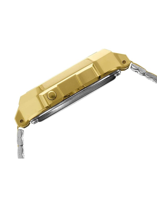 This Casio Casio Collection Digital Watch for Unisex is the perfect timepiece to wear or to gift. It's Gold  Rectangular case combined with the comfortable Gold Stainless steel watch band will ensure you enjoy this stunning timepiece without any compromise. Operated by a high quality Quartz movement and water resistant to 3 bars, your watch will keep ticking. This is a perfect elegant and casual watch for you, it's a great gift for family or friends -The watch has a calendar function: Day-Date, Stopwatch, Alarm, 24 hour display, Light High quality 20 cm length and 21 mm width Gold Stainless steel strap with a Fold over clasp Case diameter: 35x38 mm,case thickness: 9 mm, case colour: Gold and dial colour: LCD