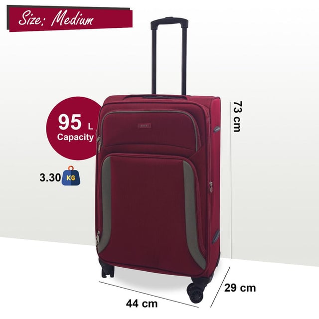 Embark on a Adventure with Our Exquisite 8-Wheel Luggage Set
AMAZING AIRLINE COMPATIBILITY: We understand that travellers may fly with many different airlines throughout their lifetime. That�s why we designed this cabin case so it is accepted on the vast majority of airlines throughout the UK, Europe & North America. Including easyJet, British Airways, Delta, Flybe, Lufthansa, Ryanair (Priority Boarding), Norwegian, Jet2, KLM, Virgin Atlantic and many more. (Please check with your airline before purchasing).

Key Features:

Eye-Catching Colours: Immerse yourself in the allure of paradise with a vibrant colour
Compact Cabin Size: Meets airline requirements for hassle-free boarding, featuring a roomy interior and maneuverable with a sturdy handle and 360-degree wheels.
Smooth 360 dual 8-wheel spinners for effortless mobility
Secure integrated 3-digit lock for enhanced security.
Constructed from ultra-strong Jacquard nylon 600D material for durability.
Self-locking telescopic handle and zip-around closure for easy use.
Indulge in the perfect blend of practicality and aesthetics with our Travel Collection - your passport to a seamless and stylish journey.
20 Inch Cabin Case - Size 55 x 40 x 20 cm Weight : 2.5Kg Capacity : 38 Litre
26 Inch Medium Case - Size 73 x 44 x 29 cm Weight : 3.3Kg Capacity : 95 Litre
29 Inch Large Case - Size 84 x 47 x 32 cm Weight : 4Kg Capacity : 127 Litre

Note: Please select preferred size. Sizes sold individually, not in sets.
