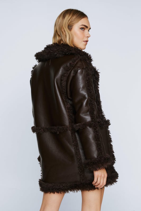 Premium faux suede borg lined biker jacket store