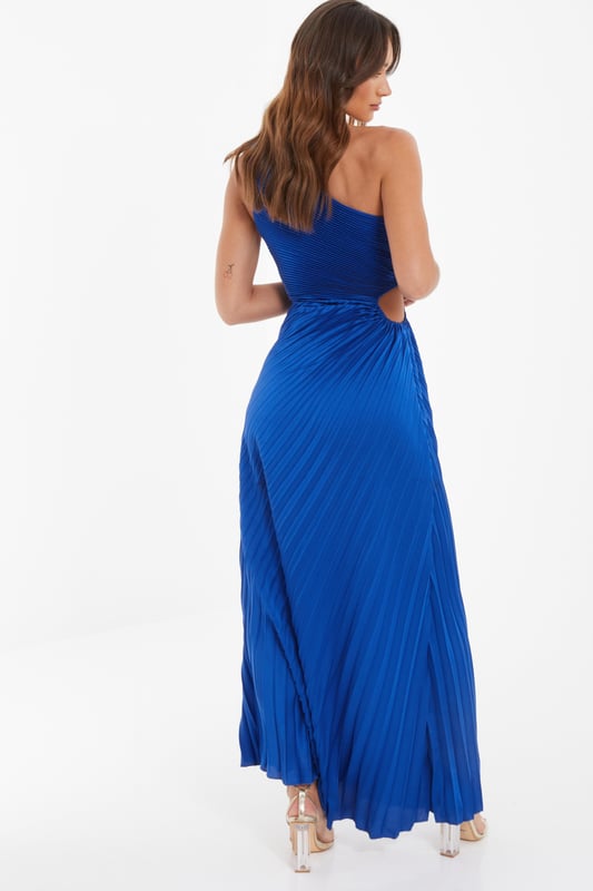 4610504 Blue One Shoulder Pleated Dress main image 0