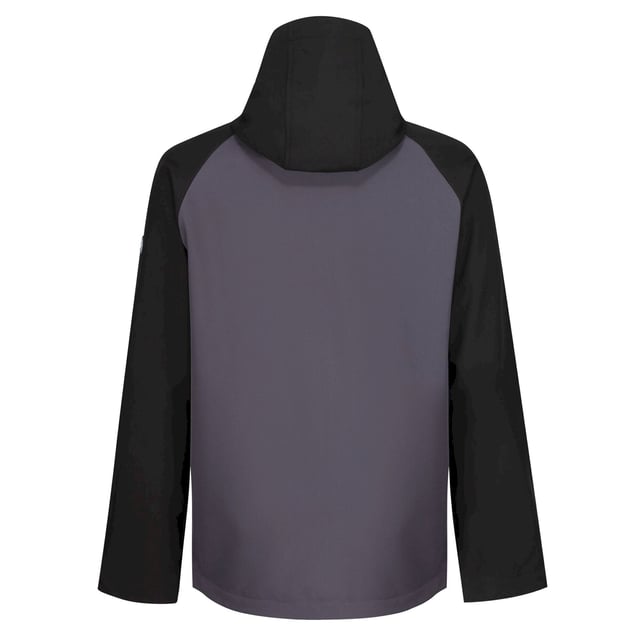 Material: 96% Polyester, 4% Elastane. Fabric: Softshell. Design: Contrast, Logo, Panel. Lightweight, Pull Tab. Fabric Technology: Stretchable, Water Repellent, Windproof. Neckline: High-Neck, Hooded. Cuff: Hook And Loop Strap, Stretch Binding. Sleeve-Type: Long-Sleeved, Raglan. Hood Features: Drawcord. Pockets: 2 Zip Pockets. Fastening: Full Zip. Hem: Stretch Binding.