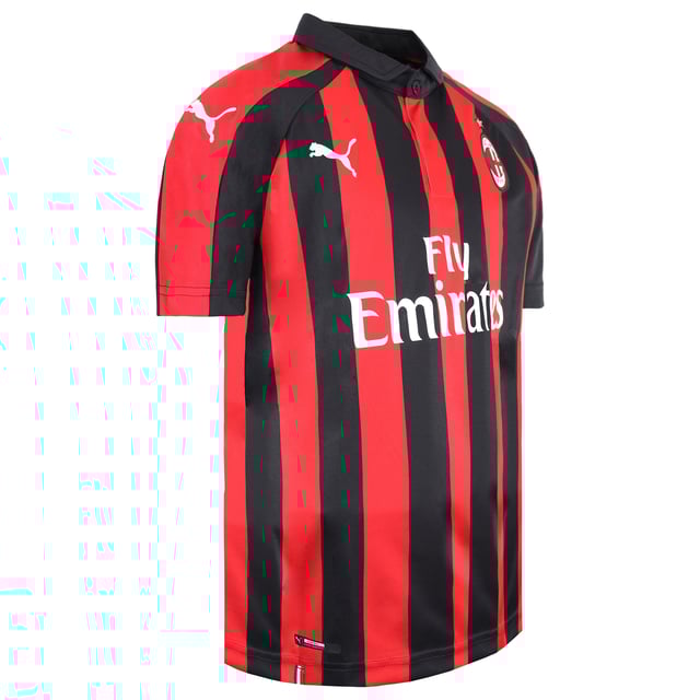 Puma AC Milan Korte Mouw Kraag Zwart/Rood Kinder Voetbalshirt Thuis 754421 06