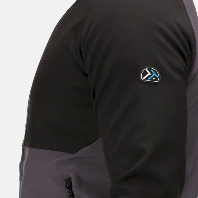 Material: 96% Polyester, 4% Elastane. Fabric: Softshell. Design: Contrast, Logo, Panel. Lightweight, Pull Tab. Fabric Technology: Stretchable, Water Repellent, Windproof. Neckline: High-Neck, Hooded. Cuff: Hook And Loop Strap, Stretch Binding. Sleeve-Type: Long-Sleeved, Raglan. Hood Features: Drawcord. Pockets: 2 Zip Pockets. Fastening: Full Zip. Hem: Stretch Binding.