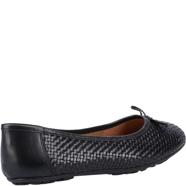 Hush Puppies Damen/Damen Ballerina Leder Pumps (Schwarz) Obermaterial: Leder, gewebt. Innenfutter: Halb gefüttert, Leder. Laufsohle: Markenartikel, Flexibel, Gummi. Gewebe Technologie: Leichtgewichtig. Schleife Detail. Flach. Schnitt: Niedrig. Design: Diamant. Zehenform: Rund. Verschluss: Zum Hineinschlüpfen.
