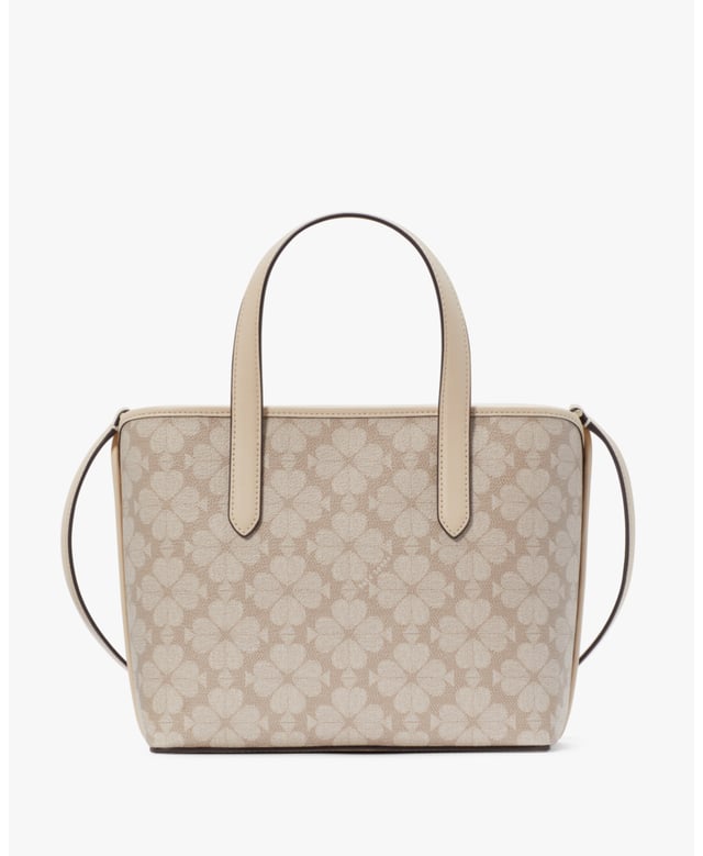 Featuring Our Iconic Spade Flower Print, This Timeless Mini Tote Will Perfectly Complement Any Look. It's Designed With Double Straps For Easy Carrying And Plenty Of Pockets For All Your Daily Must-Haves., Spade Flower Spade Flower Pvc Small Tote, Metal Pinmount With Spade Logo, Back Slip Pocket,  Length: 10.87 Cm,  Width: 23.80 Cm,  Height: 20.10 Cm
