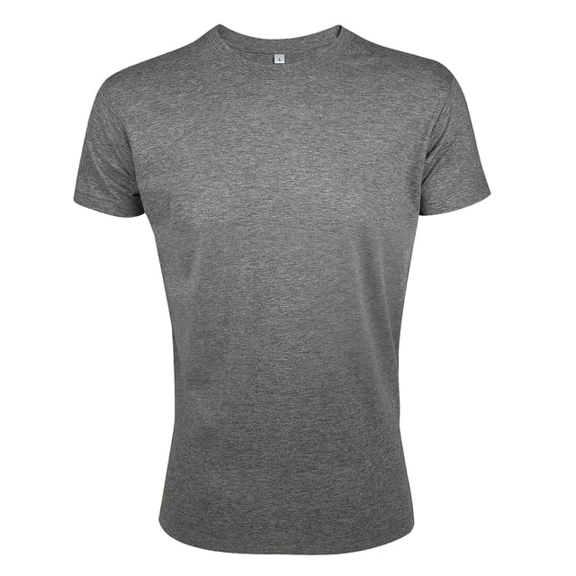 Fitted cut. Taped back neck. Rib neckline. Twin needle stitching. Fabric weight: 150 gsm. Material: 100% Ringspun Semi-Combed Cotton. Chest (to fit inches): XS (35/36), S(36/38), M(38/40), L(41/42), XL(43/44), XXL(45/47). Note: not all t-shirts are 100% cotton. Grey marl: 85% cotton/15% viscose. Charcoal marl, heather oxblood, heather denim and heather khaki: 60% cotton/40% polyester.