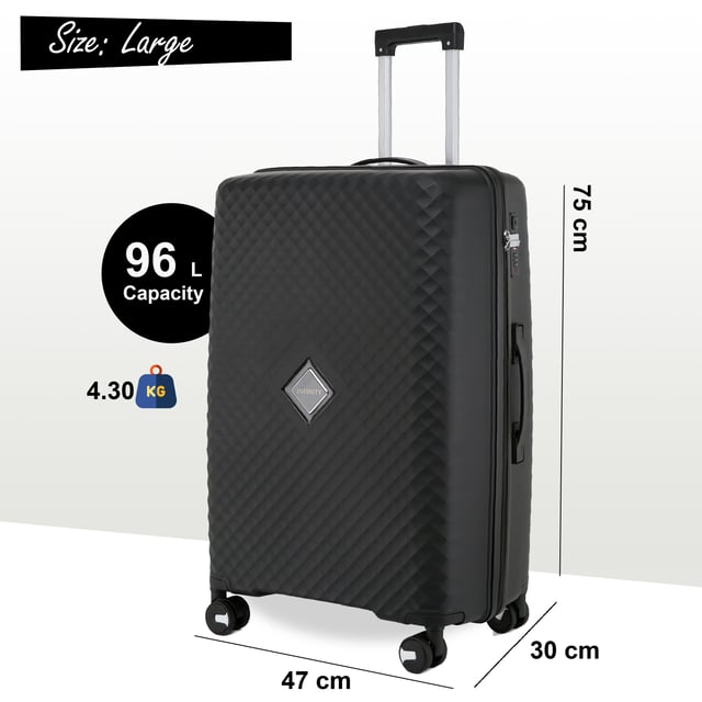 Reis in tijdloze stijl met onze Hard Shell Black Classic Suitcases, ontworpen voor zowel praktisch als elegant. Gemaakt van hoogwaardige materialen, is deze set gebouwd om te voldoen aan de behoeften van frequente reizigers, en combineert robuuste functies met een strakke afwerking. Kenmerken: Duurzame polypropyleenconstructie: Lichtgewicht en veerkrachtig, biedt superieure bescherming voor uw bezittingen. Veilig TSA-goedgekeurd slot: Zorgt ervoor dat uw bagage geschikt is voor reizen en dat uw spullen veilig zijn tijdens het transport. 4x soepele dubbele wielen: Biedt moeiteloze 360° mobiliteit voor soepele navigatie door luchthavens en drukke gebieden. Ergonomische telescopische handgreep: Ontworpen voor een comfortabele en stevige grip tijdens gebruik. Doordacht interieurontwerp: Inclusief spanriemen, een scheidingswand met rits en compartimenten om uw spullen netjes georganiseerd te houden. Beschikbare maten en specificaties: Cabine: Afmetingen: 36 x 24 x 55 cm Gewicht: 2,50 kg Capaciteit: 41L Medium: Afmetingen: 42 x 25,5 x 64,5 cm Gewicht: 3,40 kg Capaciteit: 61L Groot: Afmetingen: 47 x 30 x 75 cm Gewicht: 4,30 kg Capaciteit: 96L Deze klassieke koffers zijn perfect voor elke gelegenheid, of u nu op zakenreis gaat, een weekendje weg gaat of een lange vakantie hebt. Met zijn stevige constructie, soepele manoeuvreerbaarheid en veilige vergrendelingssysteem kunt u met vertrouwen en gemak reizen. - Let op: Selecteer de gewenste maat. Maten worden afzonderlijk verkocht, niet in sets.