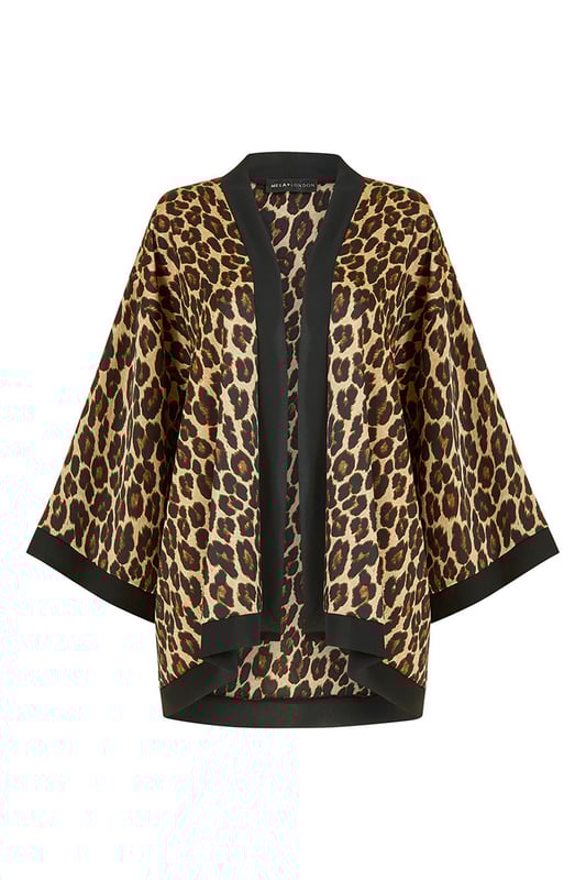 Mela Plus Size Animal Print Satin Kimono