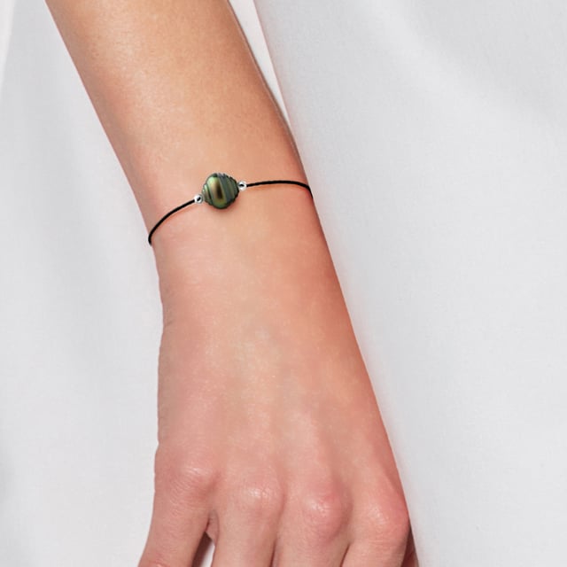 Armband Echt gekweekte parel Tahitian Ringed 10-11 mm - Colori Rainbow - A + Kwaliteit - Link Nylon ZWART - sluiting 925 - Lengte: 18cm - Wordt geleverd in een doos met een certificaat van echtheid en een Internationale Garantie - Al onze sieraden zijn in Frankrijk .