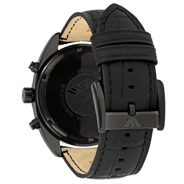 Emporio Armani AR5916 - Herrenuhr Quarz aus Edelstahl• Material: Edelstahl• Glas: Mineral• Armband: Leder• Farbe: Schwarz• Wasserbeständigkeit: 50 m (5 ATM)• Gehäusegröße: 42 mm