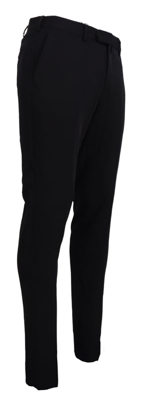 Brand: Domenico Tagliente\n
  Model: Dress pants\n
  Color: Black\n
  Material: 94% Polyester 6% Elastane\n
  Made in Italy\n
  Logo details
Material: 94% Polyester 6% Elastane