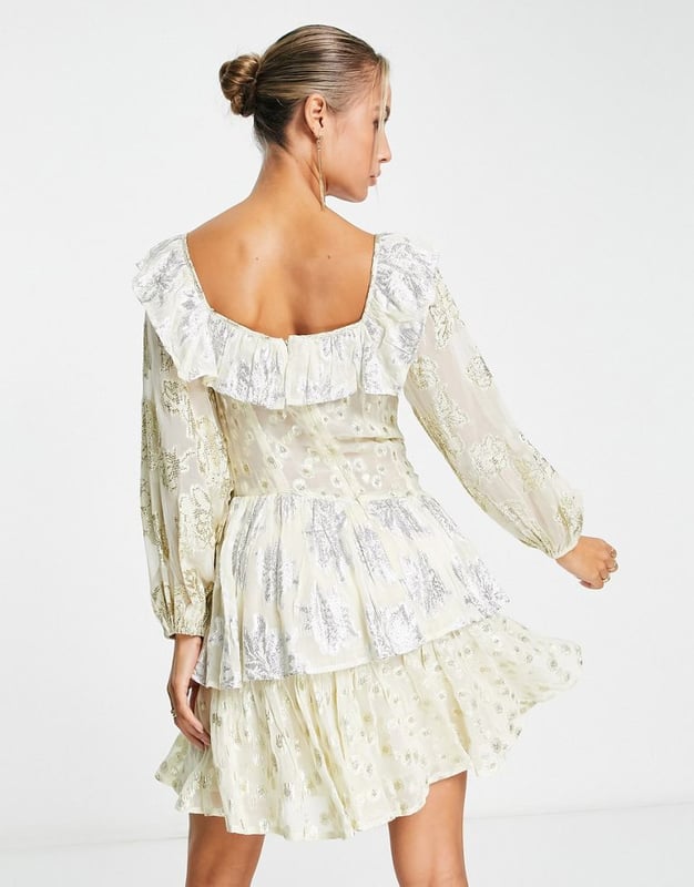 Square neck ruffle dress cheap