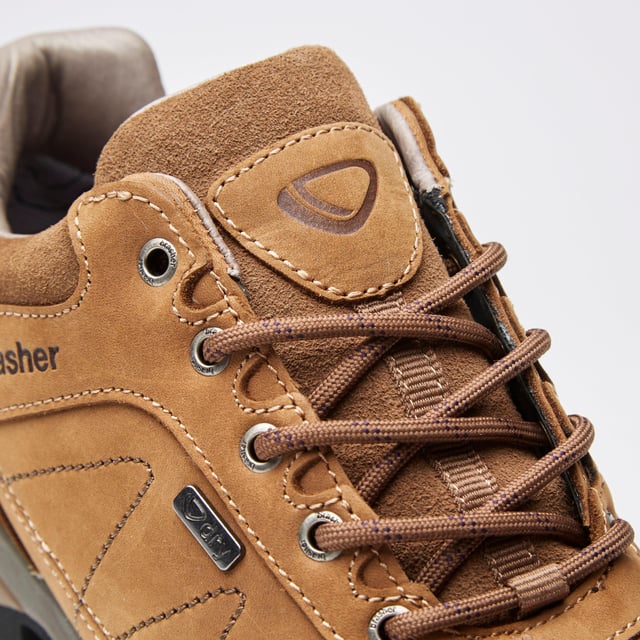 The Women's Country Roam Walking Shoe from Brasher piles modern technology into a classic cut shoe. Constructed with rugged, long lasting premium leather uppers, the Country Roam is dependable and waterproof, with a reliable Vibram outsole guaranteeing non-slip grip on varying surfaces. A comfort PU footbed ensures that each step is cushioned for a lasting luxury feel. - A sturdy, protective walking shoe from Brasher - Premium leather upper - supple, deep cut leather exterior boasts extended durability and long lasting waterproof performance - Comfort PU footbed - soft, shaped interior cushions each step - Vibram outsole - reliable sole unit boasts unrivalled traction and grip - EVA midsole - comfortable and long lasting mid construction - Weight: 590g - Recommended activity - walking / hiking / casual