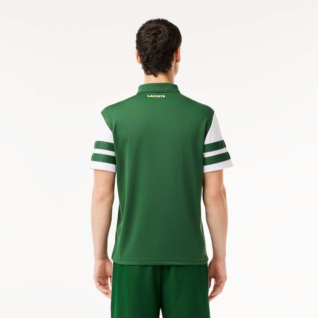 Designed for Tennis  for a regular frequency of use This product is providing you Ultra Dry technology which guarantees you to keeps you dry even during pratice. This polo is made in 100% recycled polyester Regular fit: natural ease on body The technical capsule offers the complete seasonal wardrobe on and off court with a strong colorbloking. LACOSTE wording print at back neckline