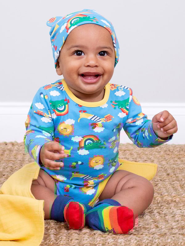 90% organic cotton 8% polyamide 2% elastane | Proud to be certified to the Global Organic Textile Standard (GOTS) | Rainbow stripe and little dot designs | Two pack | Turn down tops | Made in Turkey | Machine washable at 40 degrees, or at 30 degrees to be kinder to the planet