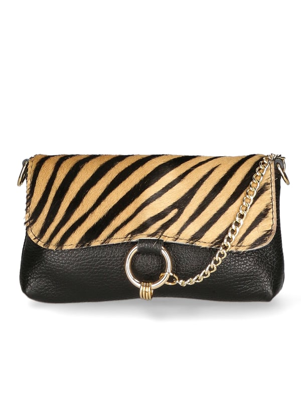 Bolso clutch de mujer de un compartimento, bandolera ajustable y extraíble. Producto italiano hecho a mano en genuina piel Dollaro + Horse. Hecho en Italia