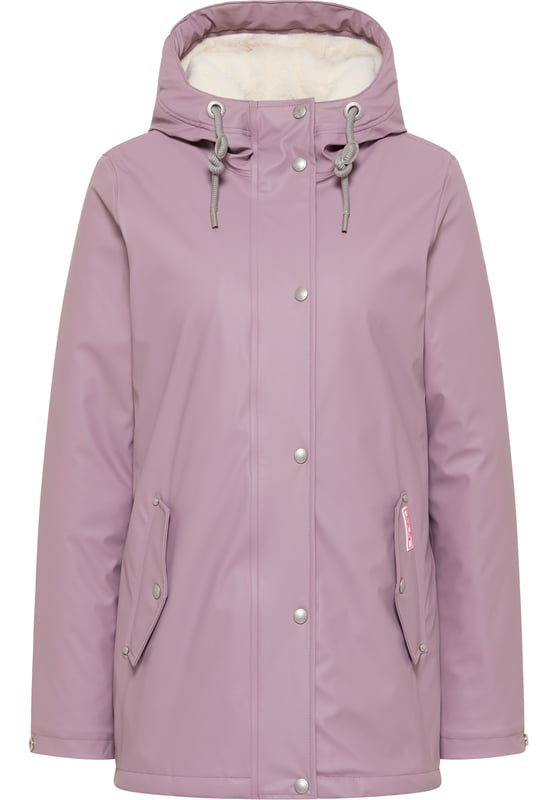 Grijs, nat en koud? Geen probleem, zolang de bovenkleding maar goed is. Het met geweven bont gevoerde regenjack van myMo houdt je droog en warm zonder in te boeten aan een stijlvolle look. De heldere kleuren trotseren de winterse grijsheid, terwijl de coating en gesealde naden van het buitenmateriaal de trendy Friese nerts een functionaliteit geven die de tand des tijds door weer en wind zal doorstaan. Een binnenvoering van zacht geweven bont, die ook in de capuchon zit, zorgt voor behaaglijke warmte. Over de capuchon gesproken: het chique koord met kleurrijke uiteinden en kwastjes is net zo opvallend als de uitgebreide accessoires met reliëf.