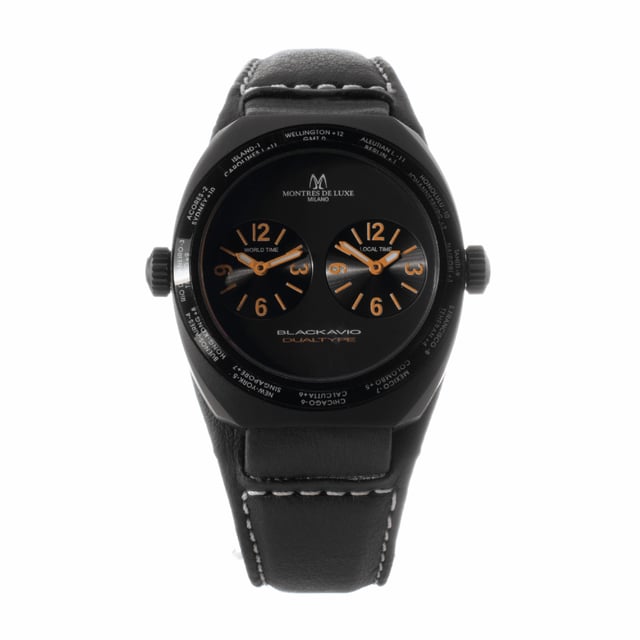 Montres De Luxe 09BK-3002 - Unisex Uhr Quarz aus Aluminium• Material: Aluminium• Glas: Mineral• Armband: Leder• Farbe: Schwarz• Wasserbeständigkeit: 0 m (0 ATM)• Gehäusegröße: 40 mm