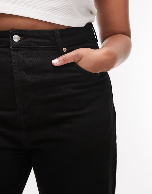 Topshop Curve oversized Mom jeans in washed black