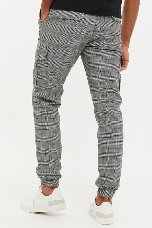 Port Cotton Check Cuffed Cargo Trousers