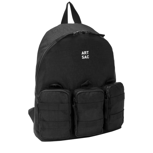 Our medium-sized backpack made in our Contore nylon fabric. This lightweight backpack has plenty of internal space as well as a unique triple-pocket design and internal laptop sleeve (fits 13 inch Macbook Pro). It's stylish design is discreet and adaptable enough to style with any outfit. The perfect bag for your every day commute or casual day-trip. Features: , Water Resistant Contore nylon fabric, 13 inch padded laptop sleeve, Zip top opening to main compartment, Triple front zip pocket with webbing loops, Internal zip pocket for smaller valuables, 2 Internal mobile phone slip pockets - Fits normal and plus size smart phones, 3 Internal pen slip pockets, ARTSAC seal of approval rubberised patch logo, Ergonomic contoured back panel, Adjustable padded backpack straps, Top grab handle, Medium model Style Ref: 52001 BLACK