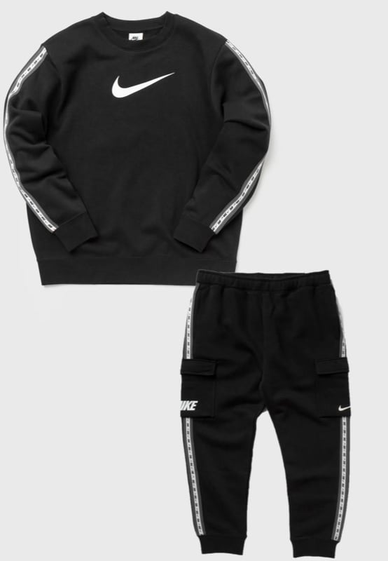 Nike Mens Fleece Sportswear Crew Neck Tracksuit in Black