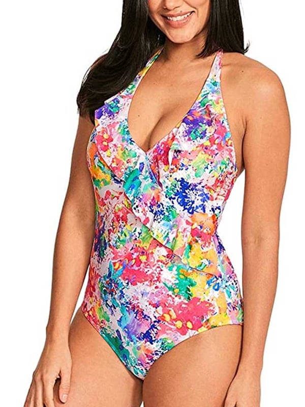 Swimming costume with top frill