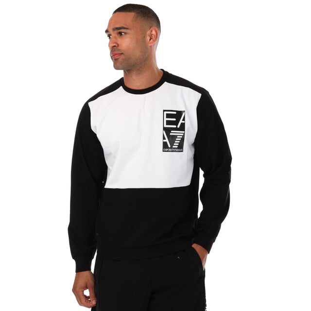 Men s Emporio Armani EA7 Colour Block Sweatshirt in Black