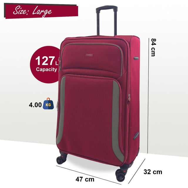 Embark on a Adventure with Our Exquisite 8-Wheel Luggage Set
AMAZING AIRLINE COMPATIBILITY: We understand that travellers may fly with many different airlines throughout their lifetime. That�s why we designed this cabin case so it is accepted on the vast majority of airlines throughout the UK, Europe & North America. Including easyJet, British Airways, Delta, Flybe, Lufthansa, Ryanair (Priority Boarding), Norwegian, Jet2, KLM, Virgin Atlantic and many more. (Please check with your airline before purchasing).

Key Features:

Eye-Catching Colours: Immerse yourself in the allure of paradise with a vibrant colour
Compact Cabin Size: Meets airline requirements for hassle-free boarding, featuring a roomy interior and maneuverable with a sturdy handle and 360-degree wheels.
Smooth 360 dual 8-wheel spinners for effortless mobility
Secure integrated 3-digit lock for enhanced security.
Constructed from ultra-strong Jacquard nylon 600D material for durability.
Self-locking telescopic handle and zip-around closure for easy use.
Indulge in the perfect blend of practicality and aesthetics with our Travel Collection - your passport to a seamless and stylish journey.
20 Inch Cabin Case - Size 55 x 40 x 20 cm Weight : 2.5Kg Capacity : 38 Litre
26 Inch Medium Case - Size 73 x 44 x 29 cm Weight : 3.3Kg Capacity : 95 Litre
29 Inch Large Case - Size 84 x 47 x 32 cm Weight : 4Kg Capacity : 127 Litre

Note: Please select preferred size. Sizes sold individually, not in sets.