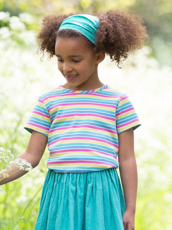 100% organic cotton | Proud to be certified to the Global Organic Textile Standard (GOTS) | Duck egg blue | Woven jacquard stripe | Bandana style | Made in India | Machine washable at 40 degrees, or at 30 degrees to be kinder to the planet