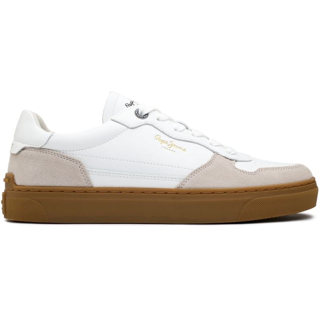 These Court-inspired Streetwear Trainers Camden By Pepe Jeans London Feature Recycled Leather Uppers And Other Sustainable Premium Materials, A Lace-up Fastening, A Heat-sealed Pepe Jeans Logo On The Sides, Branding On The Contrast Heel, And A Cupsole. Wear This Classic Sneaker On A Laid-back Day Out Or An Evening Around Town For An Urban Fashion Appeal.