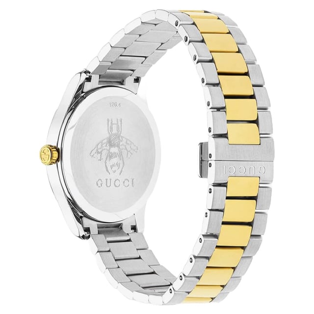 Serie G-TimelessBandtype ArmbandHorloge Beweging QuartzWaterbestendigheid 50mAfmeting kastmaat 38mmAanduiding Kleur ZilverMarkeringen DotsSluiting Type Deployment gesp