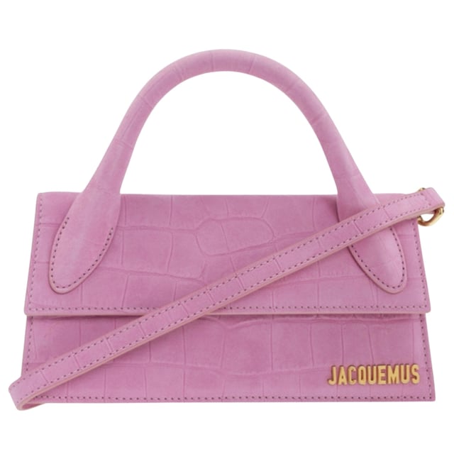 Deze tas van Jacquemus is het perfecte accessoire voor degenen die een klassiek tintje willen toevoegen aan hun dagelijkse look, Jacquemus roze tas, sluiting met sluiting, gemaakt in Italie, 100% leer, effen roze tas, de Chiquito lange tas, kleine tas