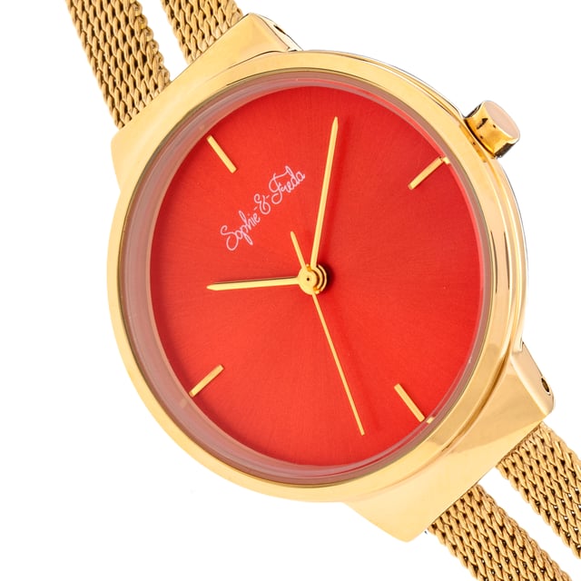 Polished Alloy CaseÂ ; Precision Quartz MovementÂ ; Non-Glare Scratch-Resistant Mineral CrystalÂ ; Logo Engraved Stainless Steel Caseback; Stainless Steel Double Bracelet; Box with Tongue and Safety Clasp; 30mm Case DiameterÂ ; 3ATM Water Resistance;