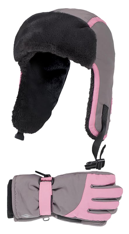 Whether to go skiing in, or for general use in the snow, your kids need the best insulation possible. That’s why these Heat Holders Thermal Trapper Hat & Ski Gloves will suit your children, keeping fingers and heads toasty, warm and dry while out playing. Normal hats & gloves can get freezing and damp after a while out in the snow, that is why these accessories are rain and windproof gloves, to make sure that your kids are not only dry but comfy as well. The shell of these hats & gloves is a luxurious nylon fabric which keeps them dry, keeping snow and rain out. Heatweaver insulation is a plush fleece thermal lining that maximises the amount of warm air held close to the skin, helping keep kids warm for longer. This hat is the perfect fit for kids, with a fully adjustable chin strap with buckle, it allows for a custom fit and can be used over the head to keep the ear flaps elevated. The gloves also have an adjustable wrist strap as well as a longer cuff which hugs the wrist to keep in the warm air and stop wind and cold air from coming in. The palm and thumb of these gloves has extra grip to make sure that your kids have full control of their hands while skiing or any other activity. This set is available in the Girls PInk and Boys Blue, It is one size: 5-10 Years and is made from: 100% Nylon (Shell) and 100% Polyester (Lining). They’re fully Machine Washable.