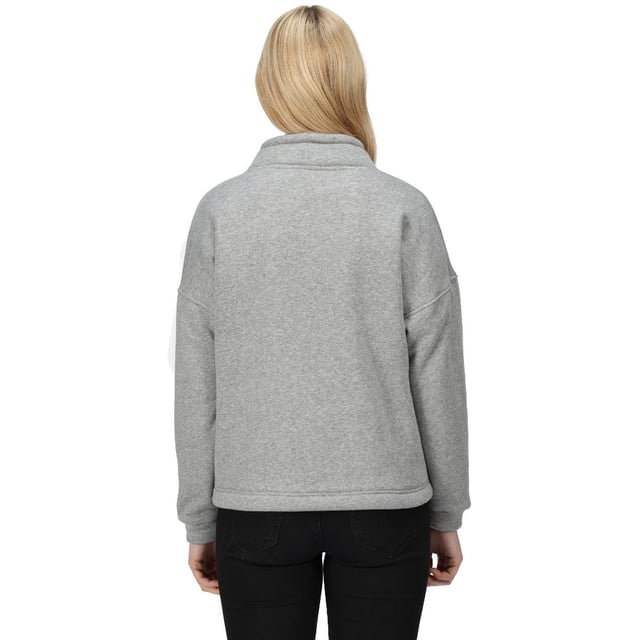330gsm 70% polyester/30% cotton marl jersey with soft fleece backing. Slouchy neckline with drawcord detail. 2 lower welt pockets.