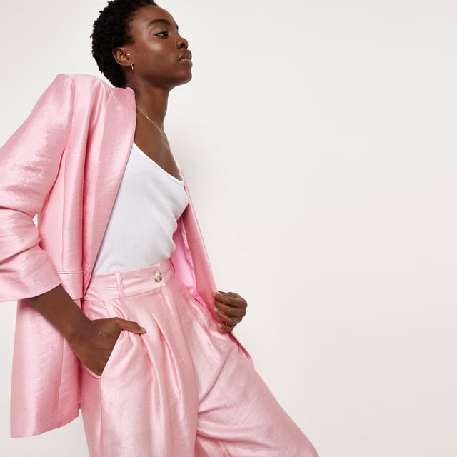 Zara pink satin trousers discount