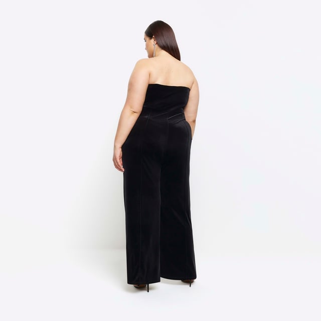 Plus collection, Velvet fabric, Bandeau neckline, Sleeveless, Wide leg, Plus Size Guide