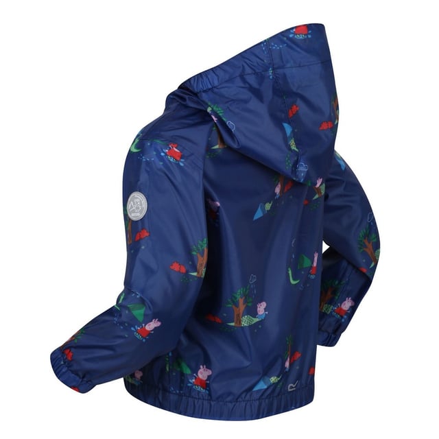 Material: 100% Polyester. Lining: Comfort, Mesh, Polyester, Taffeta. Fabric: Hydrafort. Design: Badge, Cartoon, Leaf Print, Mountain, Trees. Trim: Reflective. All-Over Print, Printed Name label, Taped Seams. Fabric Technology: DWR Finish, Waterproof. Cuff: Elasticated. Neckline: Hooded. Sleeve-Type: Long-Sleeved. Hood Features: Elasticated, Grown On Hood. Pockets: 2 Lower Pockets. Fastening: Full Zip. Hem: Elasticated. 100% Officially Licensed. Characters: Peppa Pig.