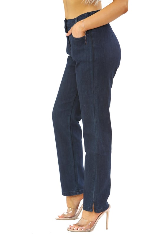 Ladies jeans with side elastic hot sale
